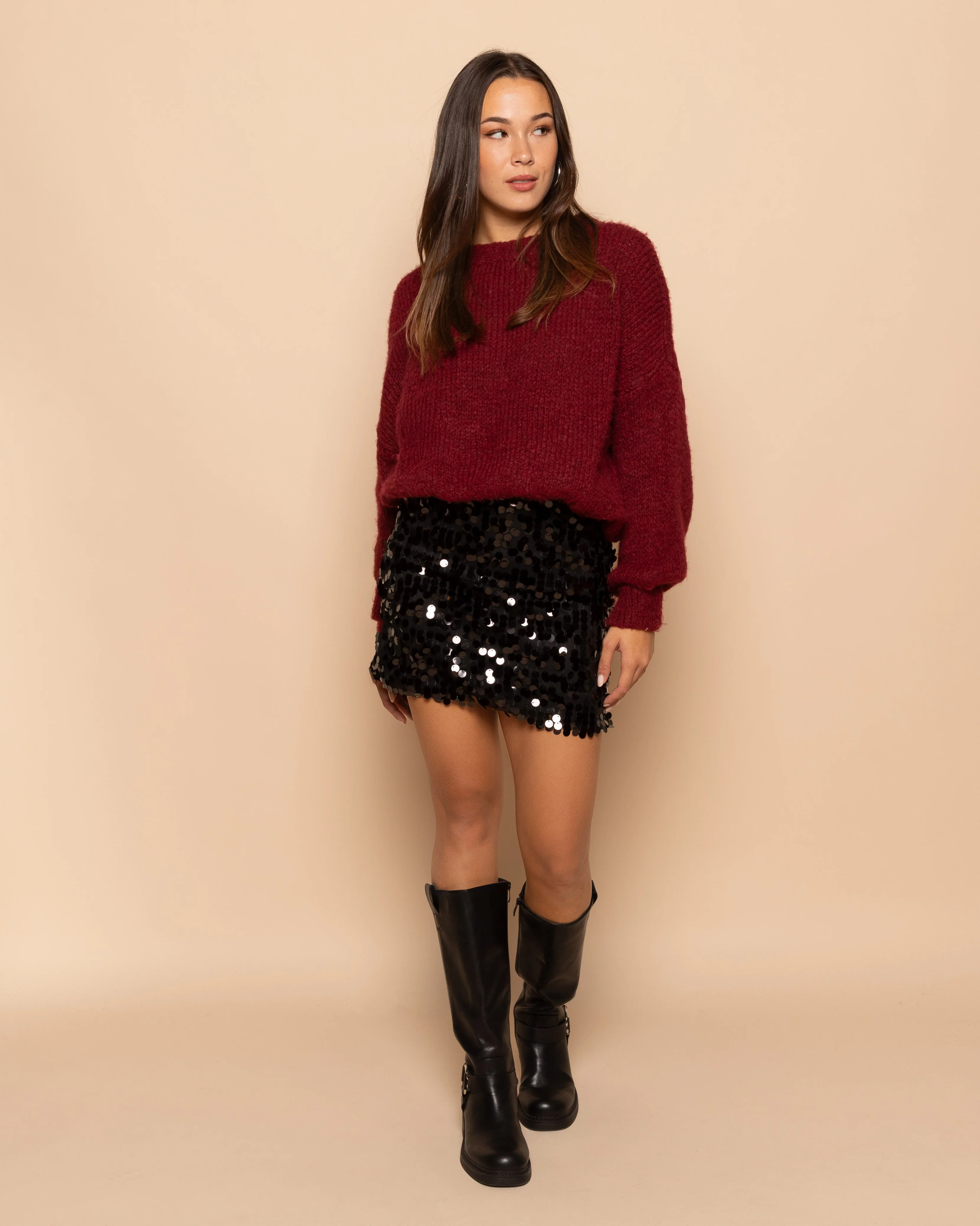 BIG SEQUIN SKIRT ZWART - Image 3