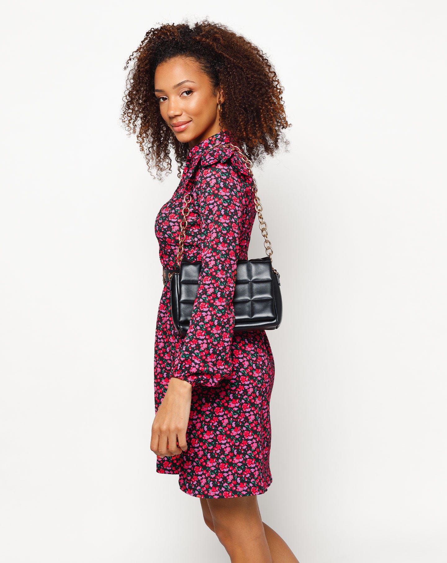 MAY BUTTON DRESS ROZE FLOWERS - Image 5